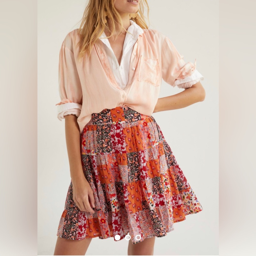 Maeve Floral Mini Skirt Orange Motif Anthropologie